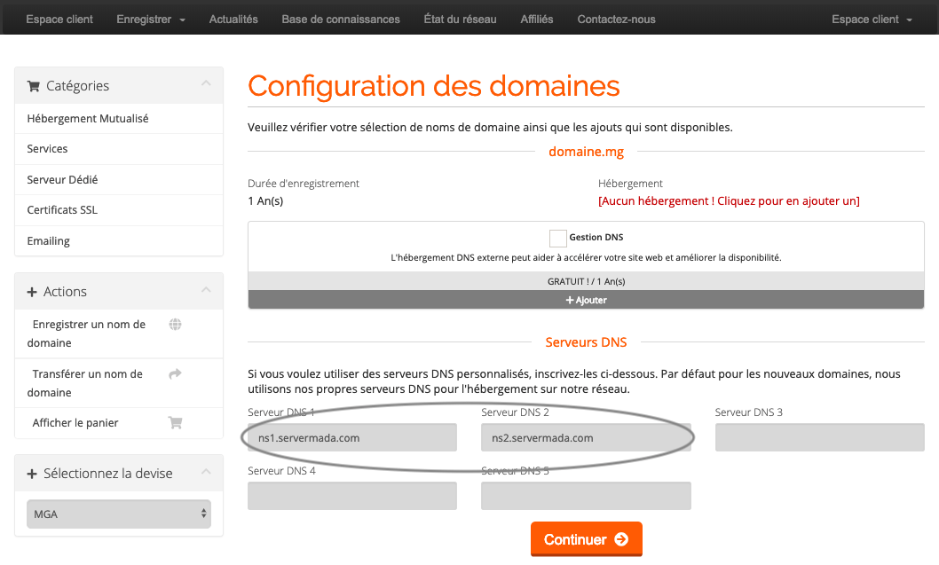 Configuration serveur DNS nom de domaine